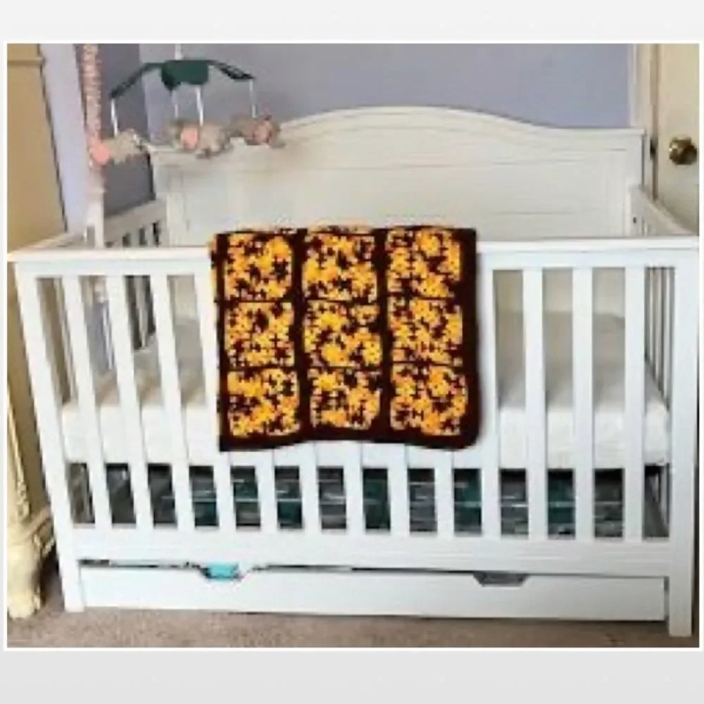 Vintage Hand Crochet Striped Heavier Home Blanket
